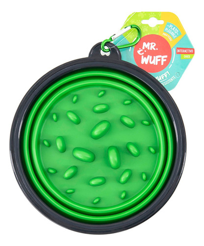 Plato Comedero Perro Plegable Interactivo Grande Mr Wuff Color Verde