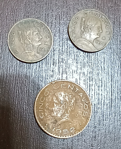 Monedas De 5 Centavos Años 52, 58, 68