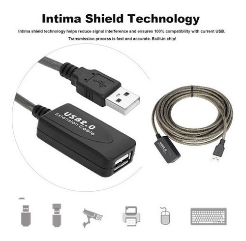 Extension Usb Activo 10m  Metros Blindado Sin Perdida