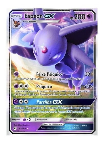 Carta Pokémon Espeon Gx 61/149 Sol E Lua