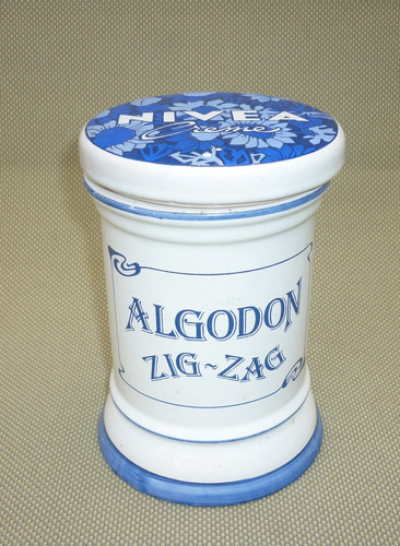Antiguo Frasco De Farmacia / Algodón Zig Zag