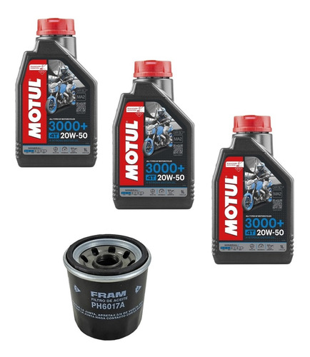 Kit Troca Oleo/filtro Hornet 600/cbr 600f Motul3000 20w-50