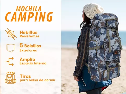 Mochila Mochilero 70 Lts Camuflada Reforzada Camping Viaje