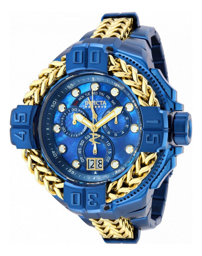 Reloj Invicta Hombres Gladiator 35998 Xl 60mm 100% Original Color de la correa azul oscuro, dorado Color del bisel Azul Color del fondo Azul