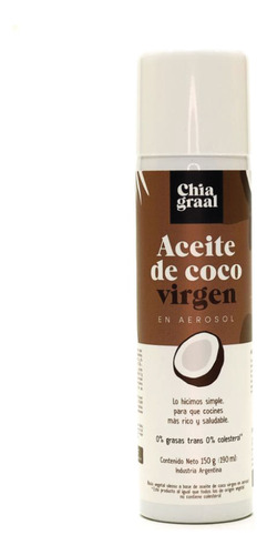Aceite De Coco Virgen En Aerosol Chia Graal X190ml