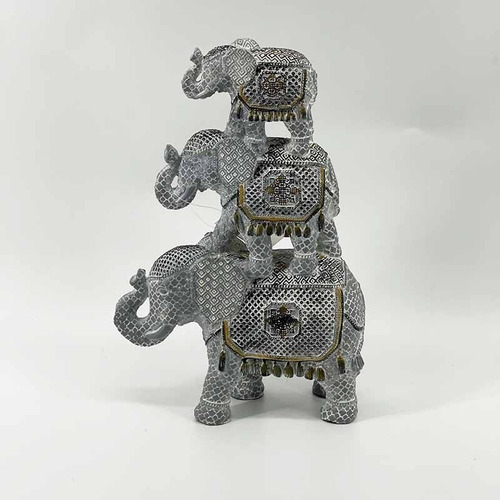                Elefante Piramide 34cm Mosaico Cafe Gris