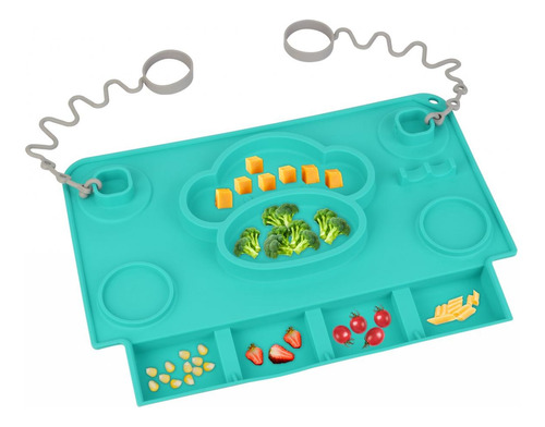 Mantel De Silicona Plato Para Bebes Con Ventosas Mat Verde