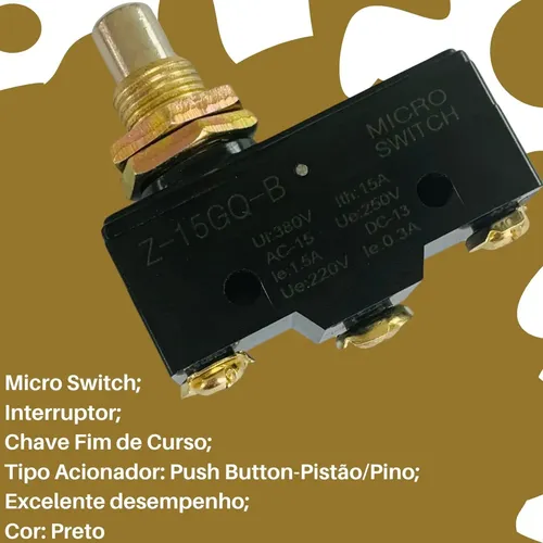Chave Push Button Switch Z-15gq-b 250v 15a Acionador Pistão