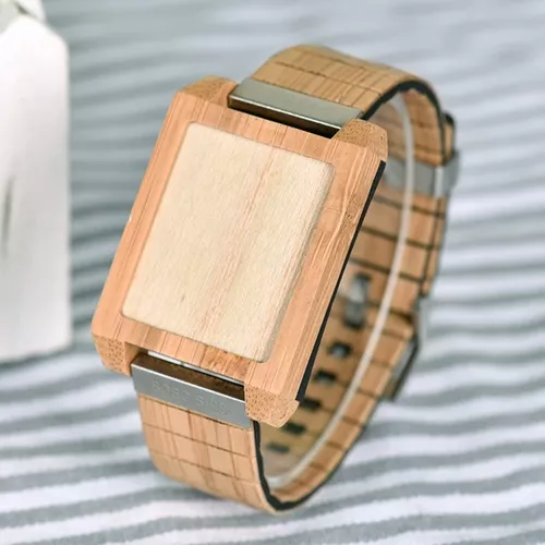 Reloj Madera Cuadrado Hombre Bobo Bird Color Café