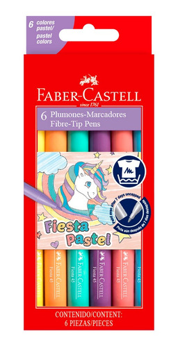 Marcador Fiesta45 Pastel Faber-castell X6 Colores