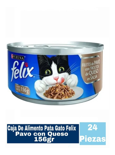 Caja De Alimento Para Gato Felix Pavo Con Queso 24 Piezas
