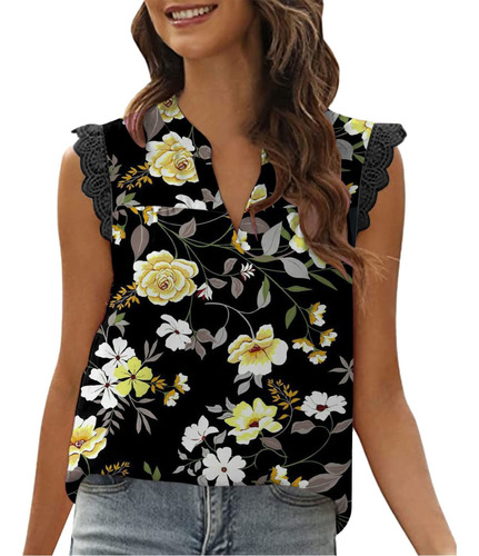 Camisa Manga Blusa Elegante Informal Ribete Encaje Camisola