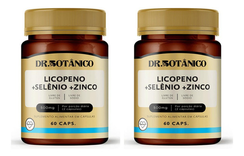 Kit 2 Un - Licopeno + Selenio + Zinco 500mg Dr Botanico