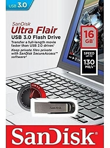 Sandisk 16gb Ultra Flair Usb 3.0 Flash Drive 130 Mb/s Memory