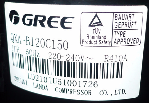 Compresor Aire Acondicionado Gree Qxa-b120c150 Para R410a