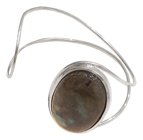 Bracelete Em Prata De Lei 925 Com Labradorita Oval