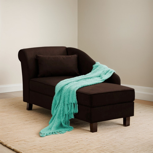 Reposet Chaise Lounge Elora Suede Chocolate Sofa Muebles