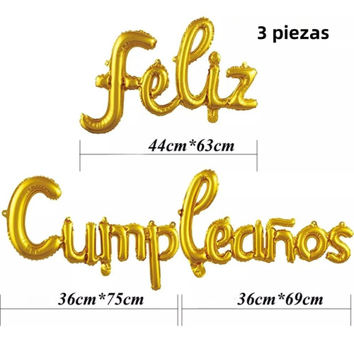Globo Metálico Feliz Cumpleaños Happy Birthday Party Supplie Color Dorado Feliz Cumpleaños Golden