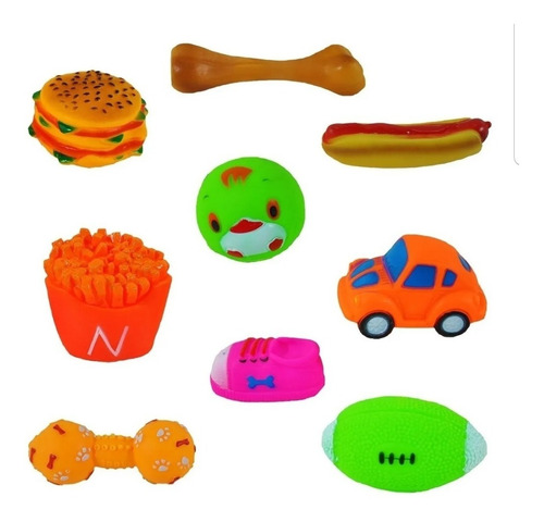 Kit Mordedor Cachorro Filhote Pet 10 Brinquedos De Borracha