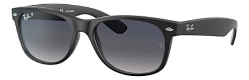 Óculos de sol polarizados Ray-Ban New Wayfarer Classic Médio armação de náilon cor matte black, lente blue/grey de cristal degradada, haste matte black de náilon - RB2132