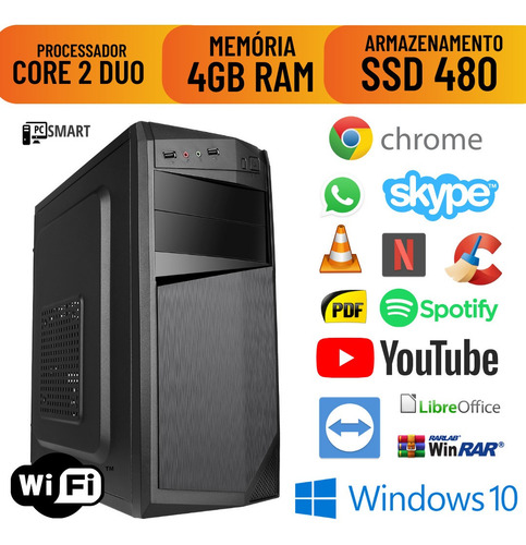 Imagem 1 de 8 de Cpu Montada Core 2 Duo 4gb Ssd 480 Win10 Pró Original