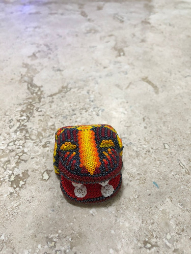 Jaguar En Chaquira Huichol, Base Madera Hecho A Mano