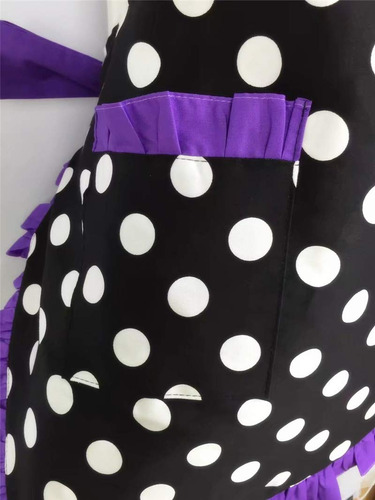 Bonito Delantal Retro De Lunares Negros Retro Con Volantes