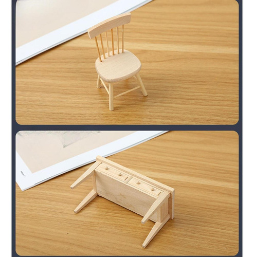 1:12 Juego De Silla De Mesa De Muebles De Casa De Muñecas