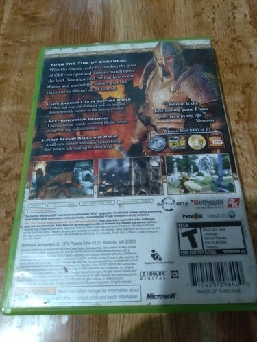 Juego The Elder Scroll 4 Oblivion Para Xbox 360 Completo (Usado)