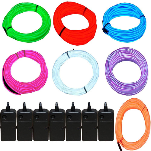 Paquete De 7 Cables Iluminados Con Luz De Neon El Wire De J