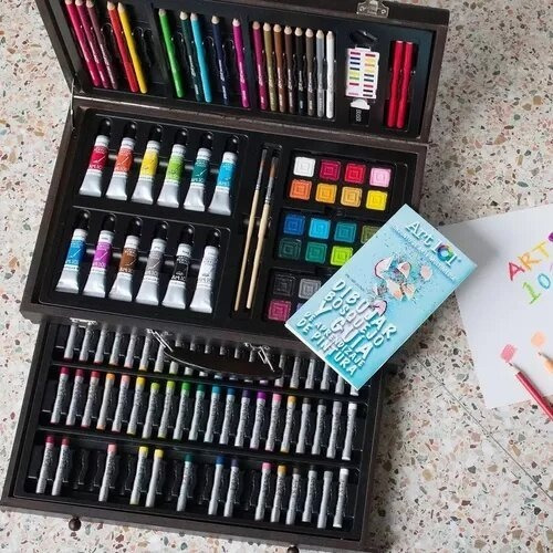 Imagen 3 de 9 de Set De Arte Art 101 Dibujo Oleo Acuarelas Maletín 132 Piezas
