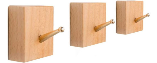  Paquete De 4 Ganchos De Pared De Madera Y Latón Perchas...