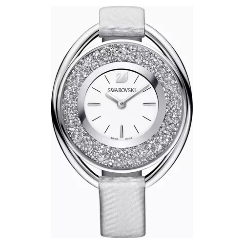 Reloj Swarovski Cristylline Oval Gris Correa De Piel - Orig