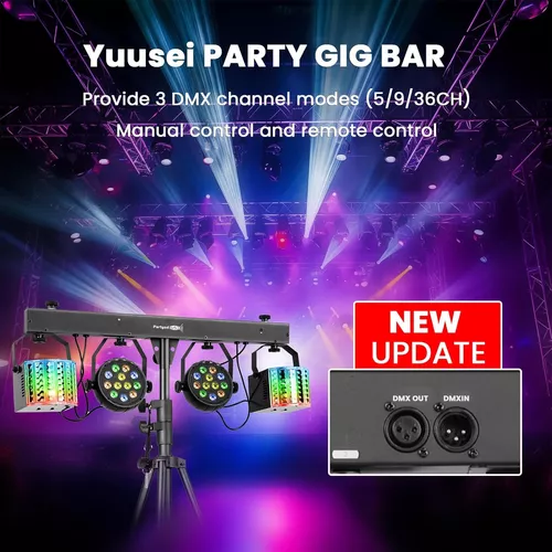  Yuusei Luces de DJ con soporte, juego de luces de barra de  fiesta RGB, sistema de iluminación de escenario activado por sonido, DMX y  control remoto, luz de barras de concierto