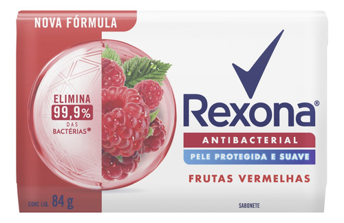 Sabão em barra Rexona Antibacterial Frutas Vermelhas de 84 g