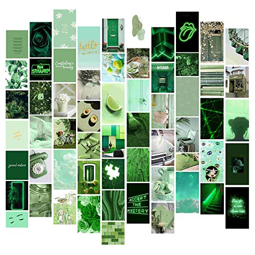 Kit De Collage De Pared Verde De 60 Piezas, Fotos Esté...