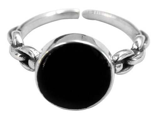 Anillo Ajustable Thai Negro Enchapado Plata 925