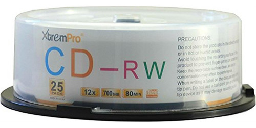 Xtrempro Cd-rw 12 X 700mb 80min Grabable Cd 25 Pack Discos