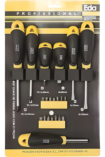 Jogo De Chave Philips E Fenda Ponta Bits 21 Pçs Eda Electric