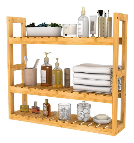 Estante De Baño De Bambú Domax Rack De Almacenamiento De Mon
