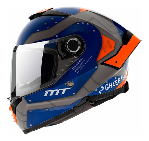 Casco Integral Mt Thunder 4sv Cheep Azul Mate En Aolmoto