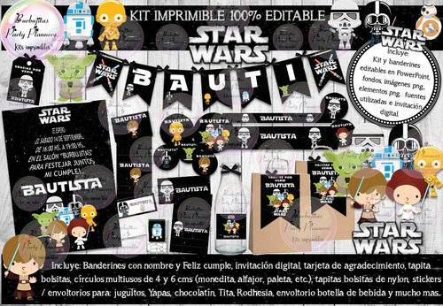 Kit Imprimible Candy Bar Star Wars 100% Editable