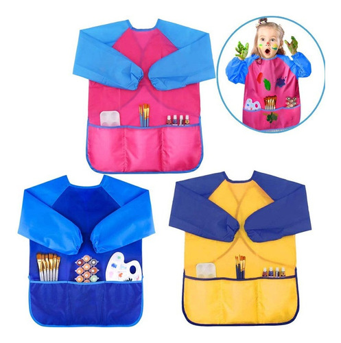 Pintura Infantil Del Delantal Impermeable (3 Piezas)