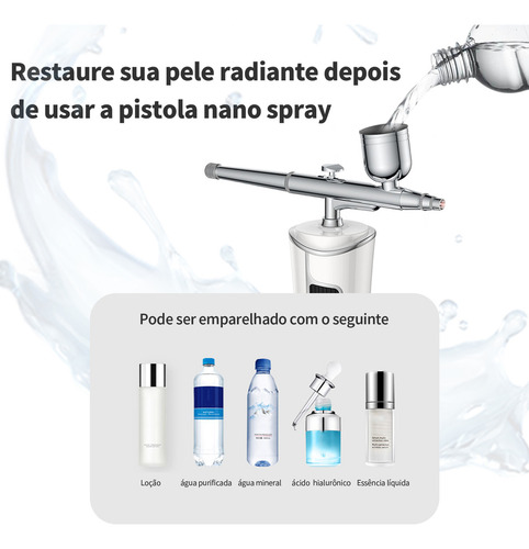 Mini Aerógrafo Recarregável Kit Portátil 1200mah Para Cuidados Faciais E Multiuso Sérum Facial Atomização Blanco