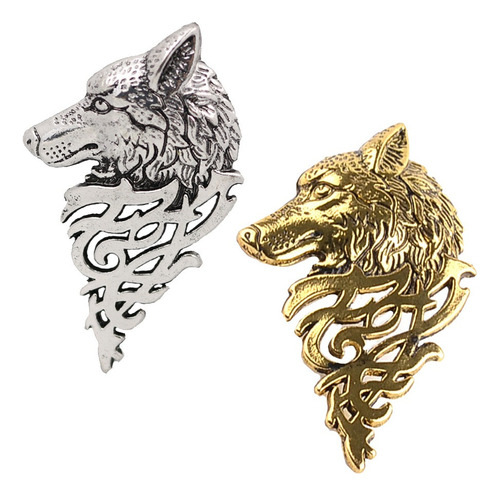 Broche Lobo Broche Insignia Pin Solapa Pin Cam, 2 Piezas