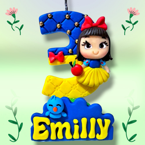 Vela Personalizada Em Biscuit Tema Branca De Neve Vermelho Branca De Neve