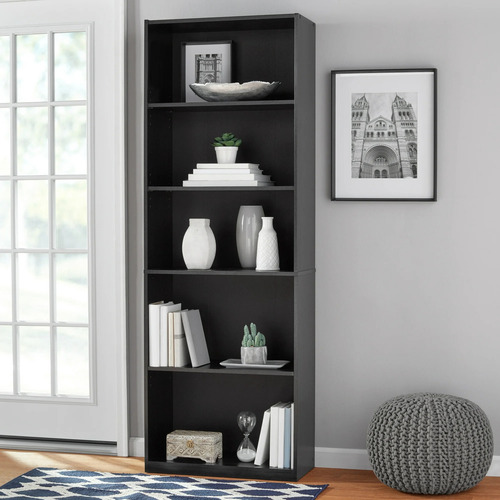 Librero 5 Repisas Madera Negro Mainstays