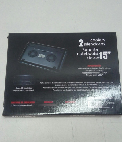 Suporte Para Notebook Bright Com 2 Coolers Usb 0227 Preto