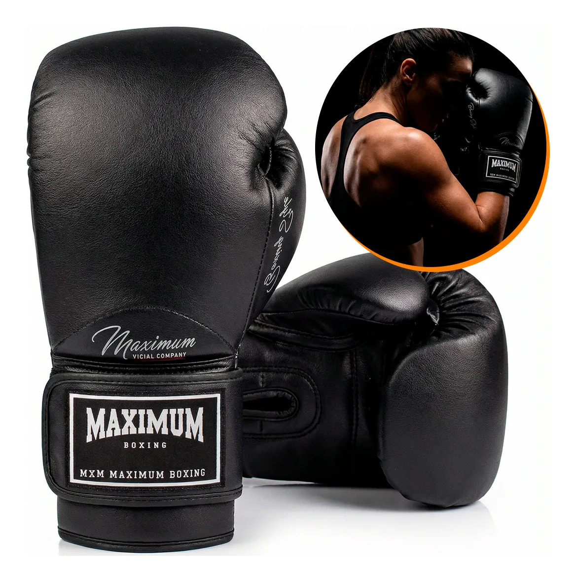 Luva De Boxe E Muay Thai Classic Feminino Black Maximum 12 Preto