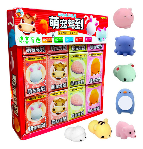 25 Squishy Mochi Animals Antiestres Random En Cajita Kawaii